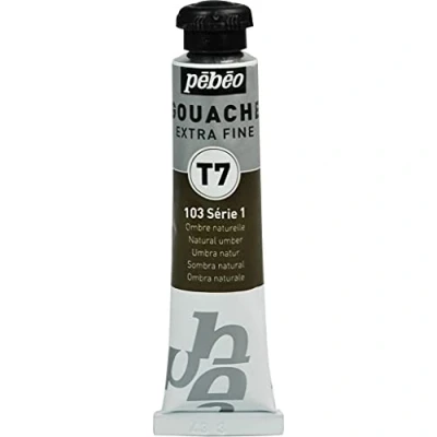 Image of Pébéo Gouache T7 Extra Fine Water Paints Ideal for Brush Application Tube 20 ml, Natural Umber