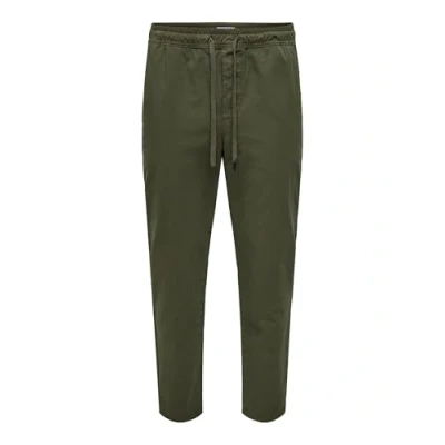 Image of ONLY &amp; SONS Men&#039;s Onslinus Taper 0183 Pant Fabric Trousers, Olive Night, M