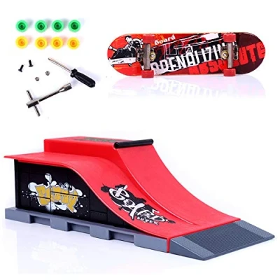 Image of Sipobuy DIY Assembly Mini Finger Skateboard Deck Truck Skate Park Board With Ramp Accessories Sets (Scene E)