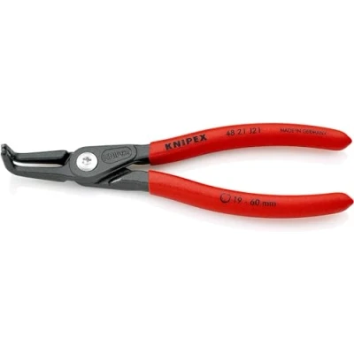 Image of Knipex Precision Circlip Pliers for internal circlips in bore holes grey atramentized, with non slip plastic coating 165 mm 48 21 J21
