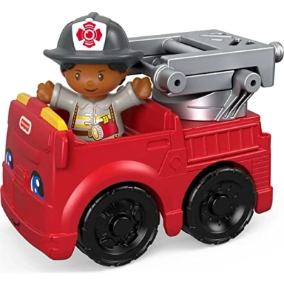 Image of Fisher Price Little People Vehicle and Figure Firefighter Fire Truck