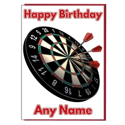 Image of AK Giftshop Dartboard Darts Themed Personalised Birthday Card ADD A NAME AND AGE