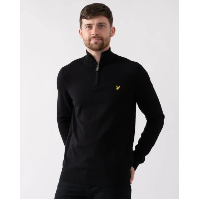 Image of Lyle &amp; Scott Men&#039;s Marino Quarter Zip Knit, Black, XXL