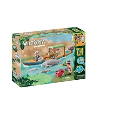 Image of Playmobil Wiltopia 71010 Boat Trip to the Manatees with Toy Animals, Sustainable for Children Ages 4+