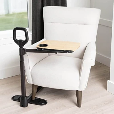 Image of Able Life Tray Table, Adjustable Bamboo Swivel TV and Laptop Table with Ergonomic Stand Assist Safety Handle, Independent Living Aid (Eligible for VAT Relief in the UK)