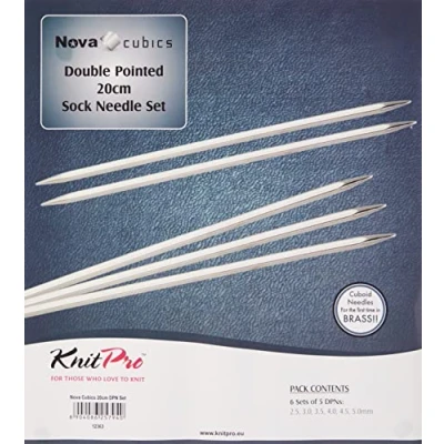 Image of KnitPro Nova Cubics Double Pointed (20cm, 2.50 5.00mm) Knitting Needles Set 1 Unit, Silver