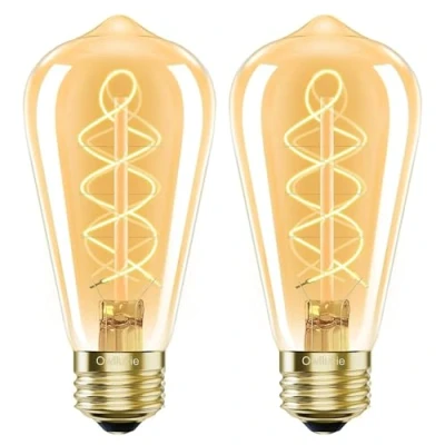 Image of CECOMBINE 2 Pack LED Vintage Edison Bulb E27, Light 4W Equivalent to 40 Watt, Warm White Amber Glass Screw Lamp, Retro Filament Bulb, 2200K ST64 400LM