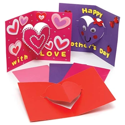 Image of Baker Ross AX693 Heart Cards Pack of 10, Great for Arts and Crafts Kids to Decorate Mother&#039;s Day, Valentine’s Christmas or any Greetings Occasion,