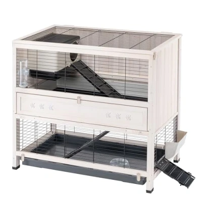 Image of Ferplast FSC Wooden Rabbit hutch COTTAGE, cage, Two large floors, Accessories included, 108 x 61.5 102 cm