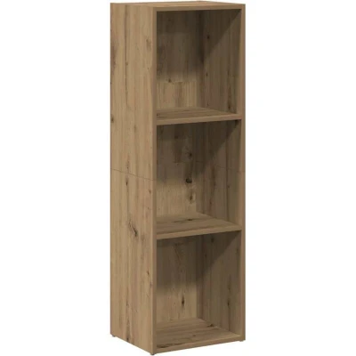 Image of vidaXL Book Cabinet Engineered Wood 3 Tier Shelf Artisan Oak Finish for Living Room, Office 36x30x114 cm