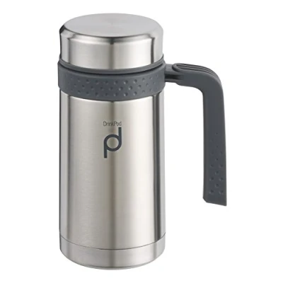 Image of Pioneer Stainless Steel Vacuum Insulated Leak Proof Drinkpod Capsule Flask 6 Hours Hot 24 Cold, Satin, 0.45 Litre