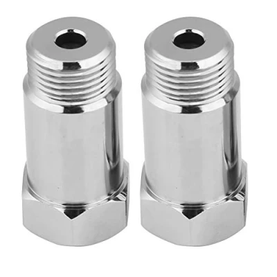 Image of O2 Sensor Spacer + Oxygen 2Pcs 45mm M18*1.5 Check Engine Light Eliminator Adapter Extender Silver