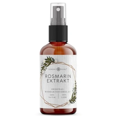 Image of Rosemary Water 100 ml for Skin &amp; Hair by Nordic Pure Vitalising Extract the Care of Thin, Dry Brittle Hydrolate without Oil