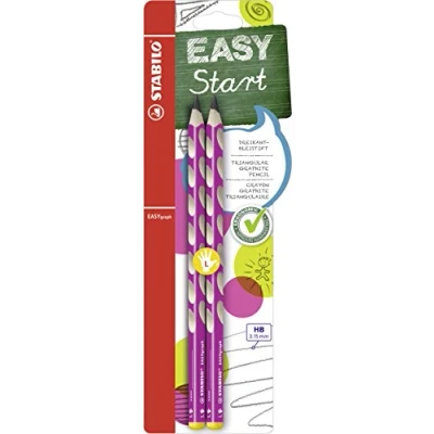 Image of STABILO Ergonomic Graphite Pencil EASYgraph Left Handed Pack of 2 Pink HB