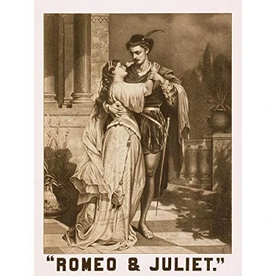 Image of Wee Blue Coo Characters Shakespeare Romeo Juliet Portrait Embrace Art Print Poster Wall Decor 12X16 Inch