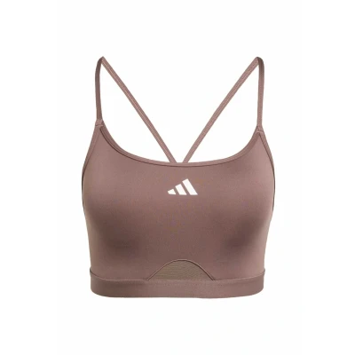 Image of adidas Performance 3STRIPES Light support sports bra, Women&#039;s, Size: XS, Earth strata