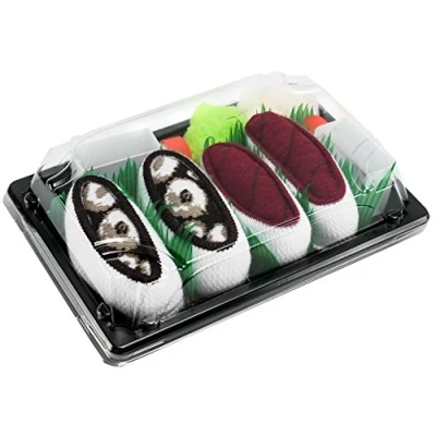 Image of Rainbow Socks Woman Man Sushi Box Tuna Octopus 2 Pairs Size 4 7