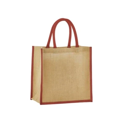 Image of Westford Mill Natural Starched Jute Mini Tote bag Natural/Orange rust for men &amp; women One Size shopper bag, travel gym