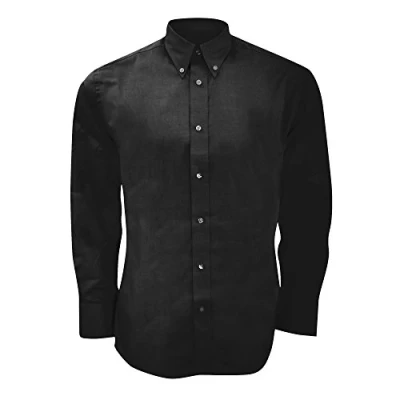 Image of Kustom Kit Mens Long Sleeve Tailored Fit Premium Oxford Shirt (19inch) (Black)