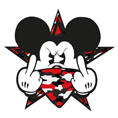 Image of Finest Folia Pack of 2 Gangster Mouse Sticker Car Finger Middle for Tank Cap Rear Window Laptop Fridge R109 (No. 1 Red)
