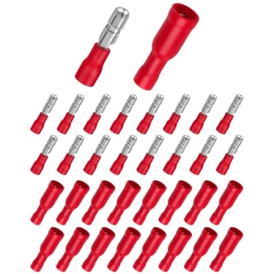 Image of Bolatus 100Pcs Bullet Connectors Terminal, Insulated Male and Female Quick Splice Butt Wire Terminal Red