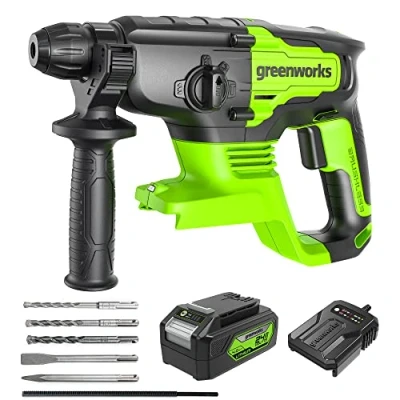 Image of Greenworks 24V Lithium ion Brushless SDS 2J Heavy Duty Rotary Hammer Drill, 4 Mode Variable Speed, Amazon Exclusive 4AH Battery &amp; Charger Included