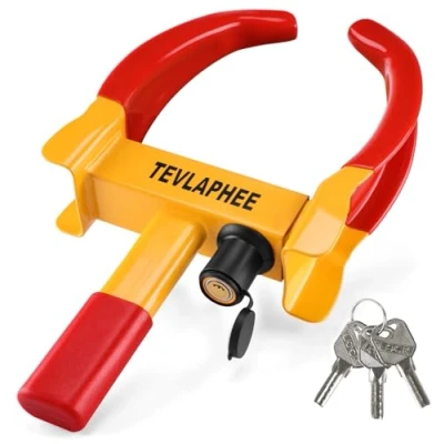 Image of Tevlaphee Wheel Clamp, Lock Anti Theft Caravan Locks, Trailer Heavy Duty, 3Keys