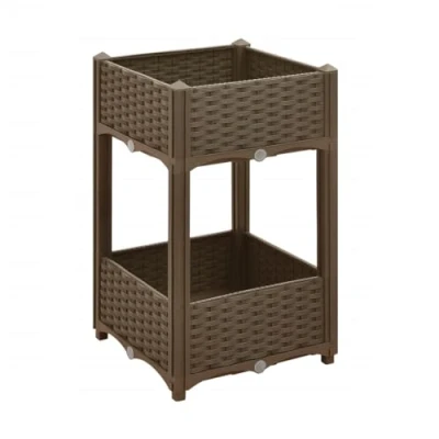 Image of Garden Planter Raised Flower Bed Plant Pot Window Vegetable Herb Box Tray Frame (2 Tier Planter: L 40cm x D H83cm)