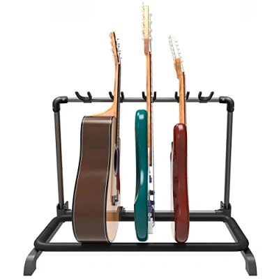 Image of GUITTO Multi Guitar Rack Stand Foldable Universal Display Portable Holder for Band Stage Bass Acoustic 5 GGS 07
