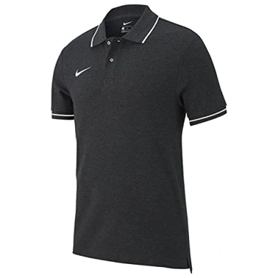 Image of Nike Men&#039;s M Polo Tm Club19 Ss Shirt ,Charcoal Heathr / White ,S