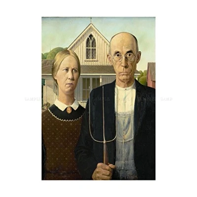 Image of Wee Blue Coo Grant Wood American Gothic Wall Art Print