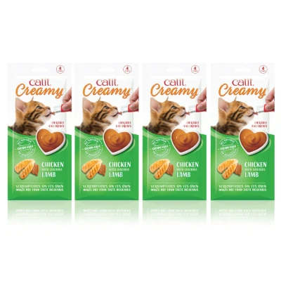 Image of Catit Chicken &amp; Lamb Creamy Treats for Cats 4 x 10g