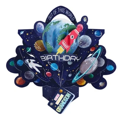 Image of Amazing Grandson Space Rocket Birthday Pop Up Greeting Card 3D Cards POP206MC19