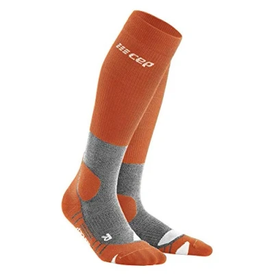 Image of CEP hiking MERINO REDESIGN socks for women Knee high with compressionin Sunset/Grey size IV