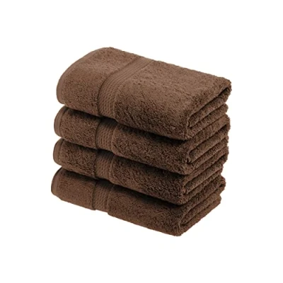 Image of Superior Egyptian Cotton Solid Towel Set, 4PC Hand, Chocolate, 4 Count