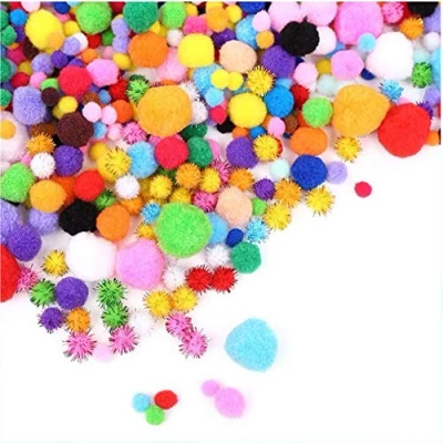 Image of Pom Poms, 1000 Pieces Multicolor Fluffy Soft Pompoms Balls Sparkle for DIY, Crafts and Decorations