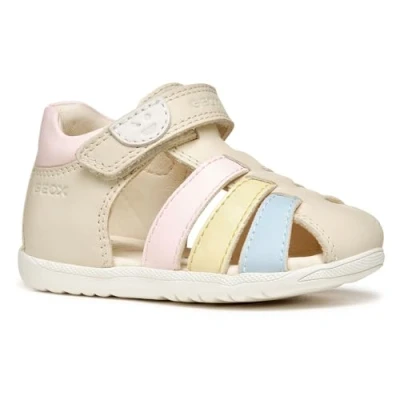 Image of Geox Macchia Sandals for kids, Size: 2.5K, Light ivory/light yellow Leather