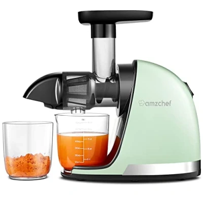 Image of AMZCHEF Juicer Machines Cold Press Slow Masticating for Whole Fruits and Vegetables Delicate Chew No Need to Filter BPA Juice Extractor with 2 Cups Brush Green