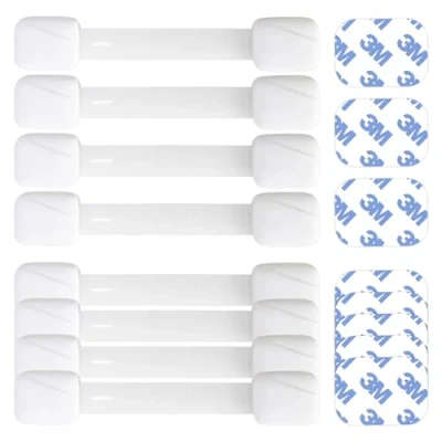 Image of BABYGO® Child Safety Straps 8X Premium Baby Proofing Door &amp; Cupboard Locks 30 Second Install No DIY Smart Unlock White