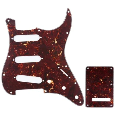 Image of Musiclily SSS Strat Pickguard and Back Plate Set for Fender USA/Mexican Standard Stratocaster Modern Style Electric Guitar, 4Ply Tortoise Shell
