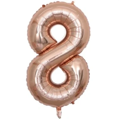 Image of Rose Gold Number 8 Foil Balloon, 101cm