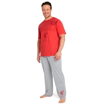 Image of Liverpool F.C. Mens Pyjamas Set Nightwear T shirt and Bottoms PJs Lounge for Men Teenagers S 3XL Gifts (2XL, Red/Grey)