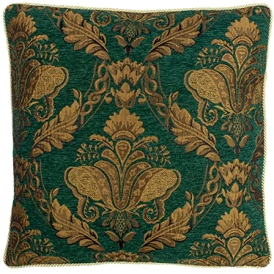 Image of Paoletti Shiraz Feather Filled Cushion, Emerald, Square
