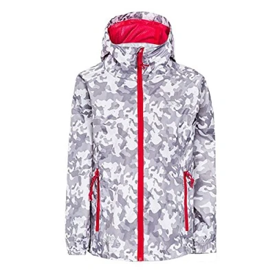 Image of Trespass Qikpac Jacket Print, Grey Camo, 2/3, Compact Packaway Waterproof Kids Unisex, Age 2 3,