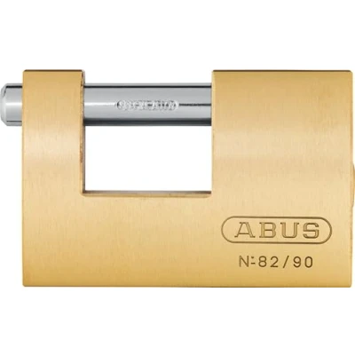Image of ABUS brass padlock 82/90 Monoblock for roller grilles, vending machines, containers and much more. Locking bolt made of hardened steel security level 7