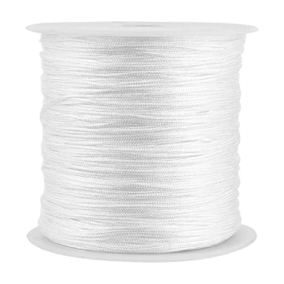 Image of VIFERR Nylon Thread, 100M x 0.8mm Satin Cord Chinese Knot Rattail Trim String for Necklace Bracelet Jewerly Making DIY Craft, White