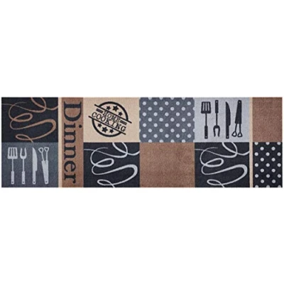 Image of Zala Living Kitchen Runner, Polyamide, Grey/Brown, 50 x 150 cm