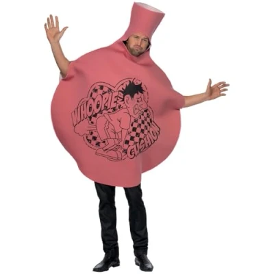 Image of Smiffys Whoopie Cushion Costume, Pink with Foam Tunic, Funny Fancy Dress, Comedy Dress Up Costumes