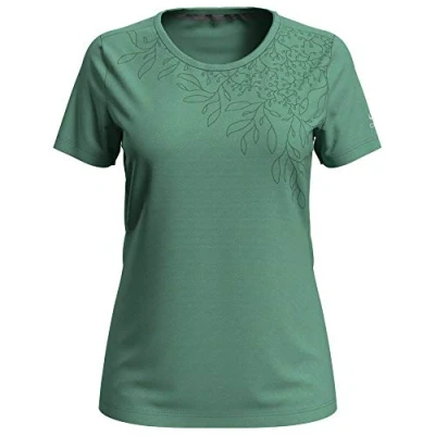 Image of ODLO Women&#039;s F dry print Short sleeved T Shirt, womens, Sleeve 550771, menthe cream leaf SS20, XL