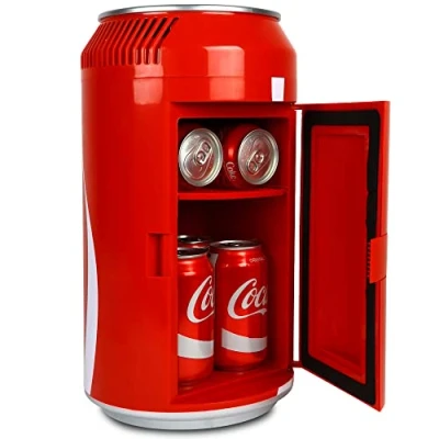 Image of Coca Cola Coke Mini Fridge For Bedrooms 5.4L Cool Box 8 Can Table Top Small Fridges Snacks Lunch Food Drinks Beverages RV Camping Car &amp; Travel 12v Portable Personal Cooler Red